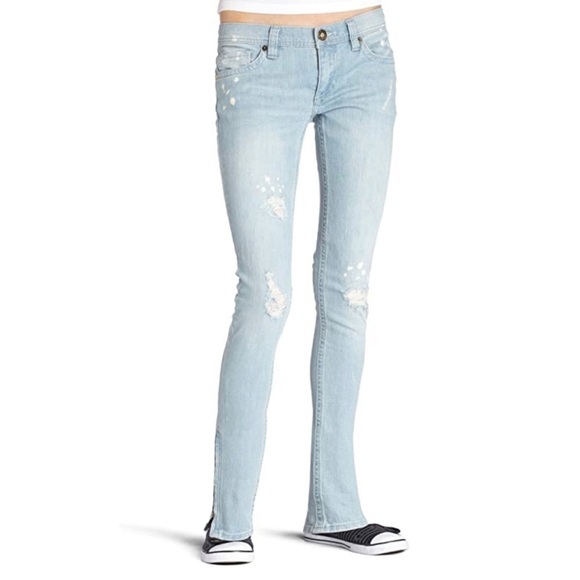 𝅺ROXY zip it super skinny distressed jeans - Picture 1 of 6